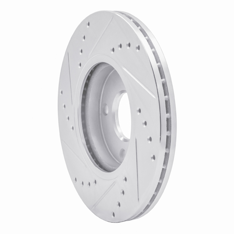 Ford Fiesta Brake Rotor (1) - Front Right - R1 Concepts - Drilled & Slotted - Silver - `14-`23